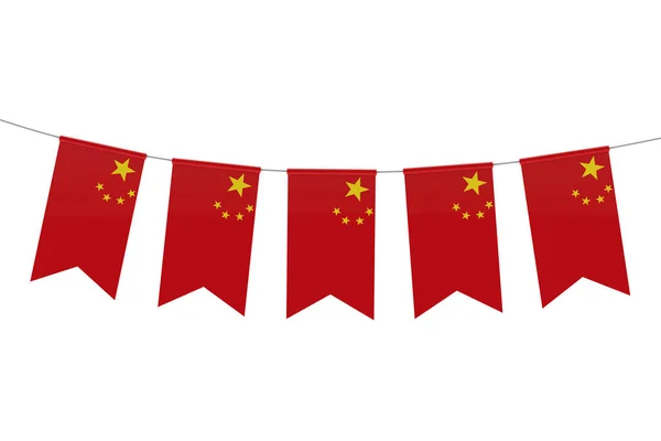 Bandiera nazionale cinese zigrinatura festiva contro un fondo bianco pianura — Foto Stock