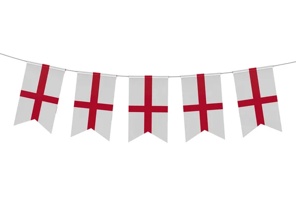 Bandeira nacional da Inglaterra bunting festivo contra uma simples parte traseira branca — Fotografia de Stock