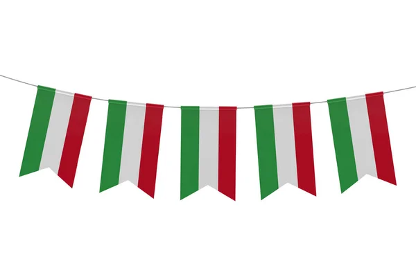 Bandera nacional de Hungría banderín festivo contra una espalda blanca lisa — Foto de Stock