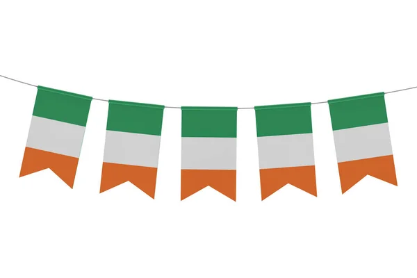 Irealand εθνική σημαία εορταστική σχοινιά σε ένα απλό λευκό BAC — Φωτογραφία Αρχείου