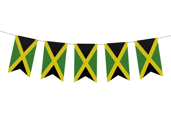 Bandera nacional de Jamaica banderín festivo contra una espalda blanca —  Fotos de Stock