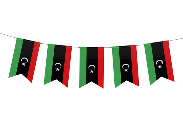 Libysche Nationalflagge festlich vor einem schlichten weißen Backgr — Stockfoto