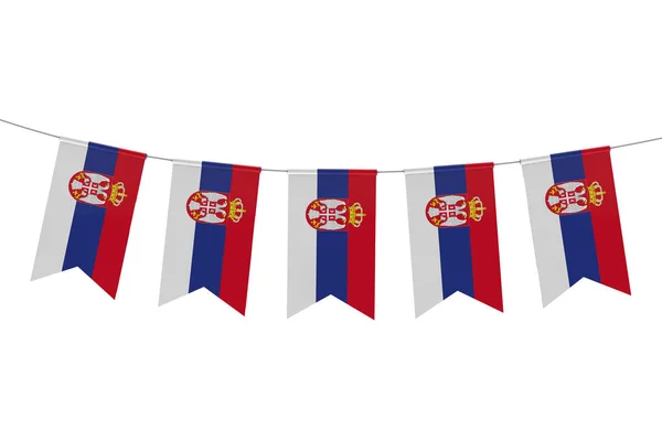 Bandiera nazionale serba zigrinatura festosa contro un dorso bianco pianura — Foto Stock