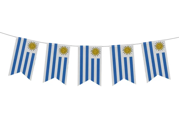 Bandera nacional uruguaya banderín festivo contra espalda blanca — Foto de Stock