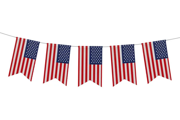 USA nationale vlag feestelijke Bunting tegen een effen witte backgrou — Stockfoto