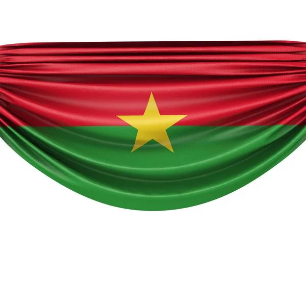 Μπουρκίνα Φάσο εθνική σημαία κρέμεται πανό ύφασμα. Απόδοση 3D — Φωτογραφία Αρχείου