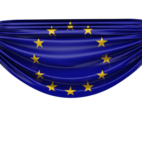 Bandeira nacional da União Europeia pendurada bandeira de tecido. Renderização 3D — Fotografia de Stock