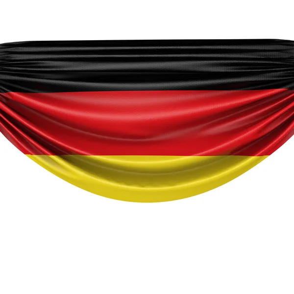 Drapeau national de l'Allemagne accroché bannière en tissu. Rendu 3D — Photo