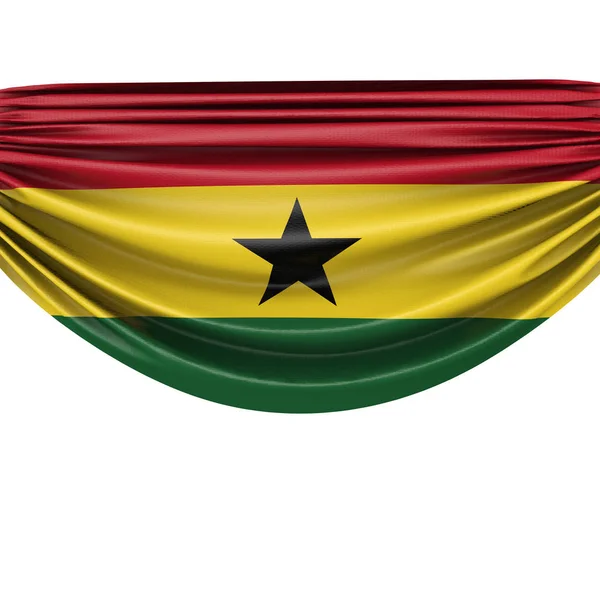 Bandera de tela colgante de bandera nacional de Ghana. Renderizado 3D — Foto de Stock