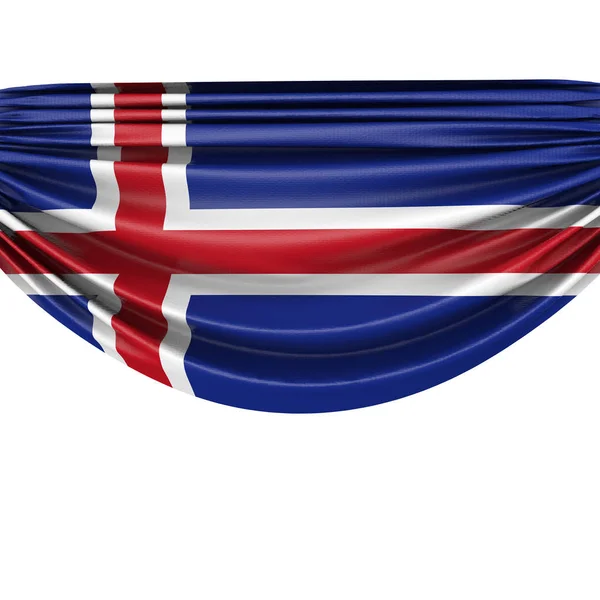 Islandia flagi narodowej wiszące tkaniny banner. Renderowanie 3D — Zdjęcie stockowe