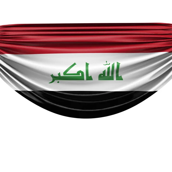 Bandiera nazionale irachena stendardo in tessuto. Rendering 3D — Foto Stock