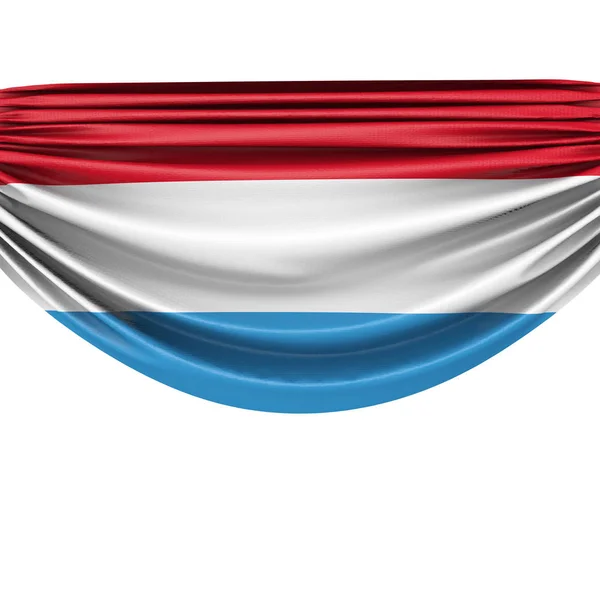 Die luxemburgische Nationalflagge hängt an einem Stoffbanner. 3D-Darstellung — Stockfoto
