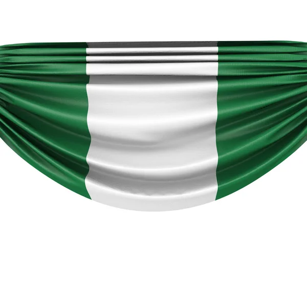 Nigeria national flag hanging fabric banner. 3D Rendering — Stock Photo, Image