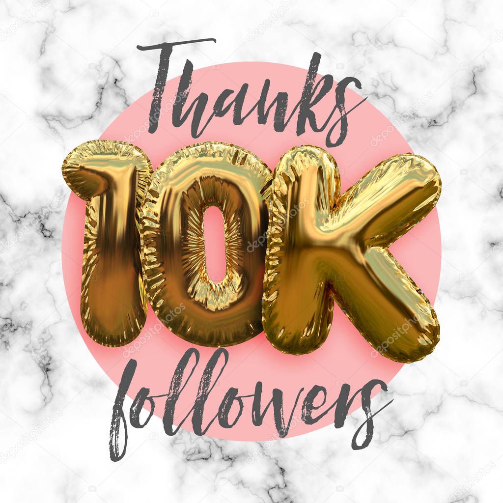 Thank you ten thousand followers gold foil balloon ocial media s