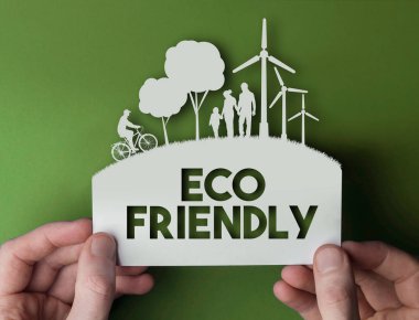 Çevre Dostu - rüzgar tu ile yeşil çevre kağıt arka plan