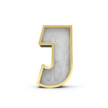 J. Harfi Mermer ve altın yazı tipi. 3d Rendering