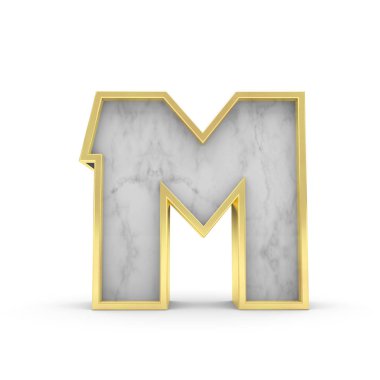 M. Mermer ve altın yazı tipi. 3d Rendering