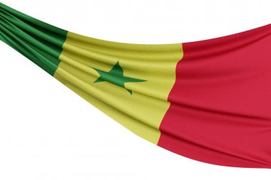 Senegal'in ulusal bayrağı. Doku dr ile kumaş bayrak sallayarak