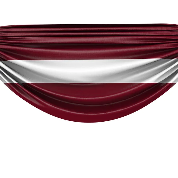 Letonya Ulusal bayrağı asılı kumaş afiş. 3B Işleme — Stok fotoğraf