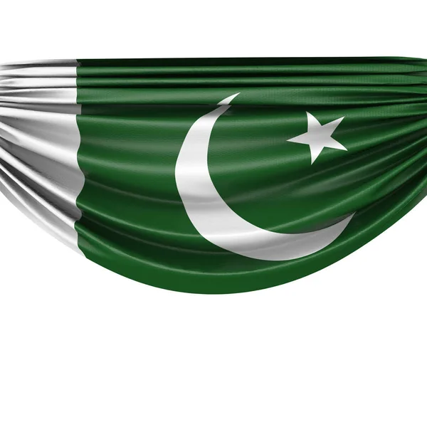 Pakistan national flag hanging fabric banner. 3D Rendering — Stock Photo, Image