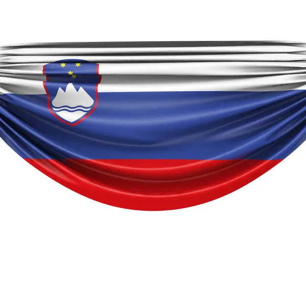 Bandeira nacional da Eslovénia pendurado banner tecido. Renderização 3D — Fotografia de Stock