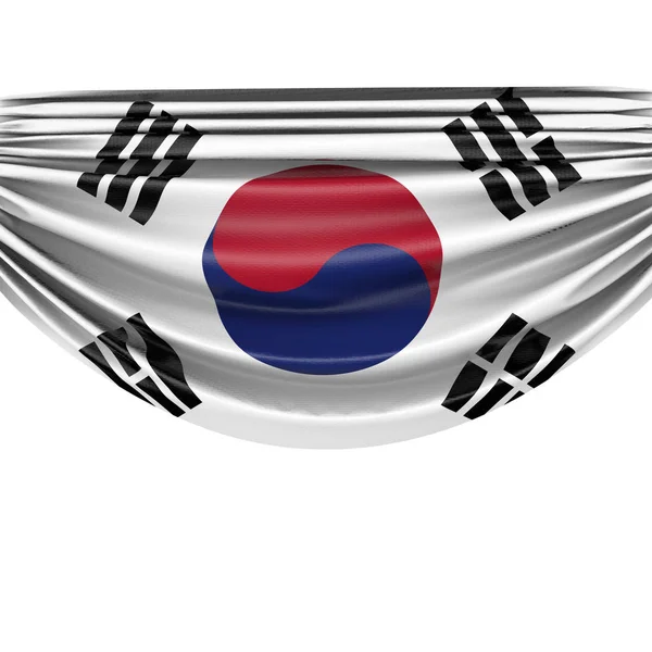 South Korea national flag hanging fabric banner. 3D Rendering — Stock Photo, Image