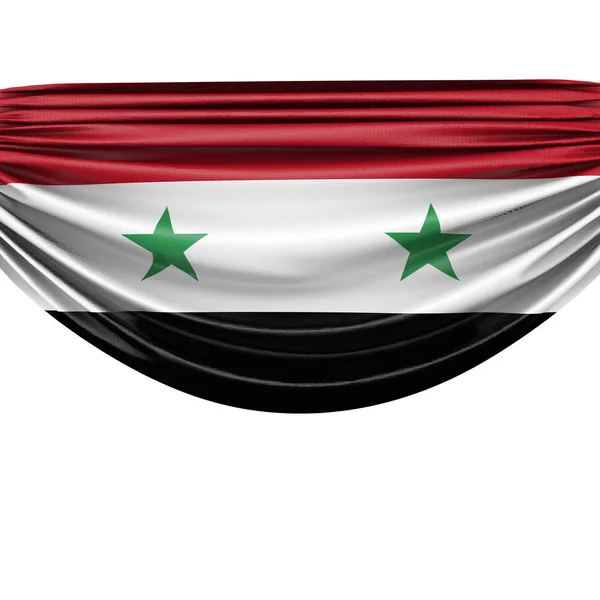 Syrien nationella flaggan hängande tyg banner. 3D-rendering — Stockfoto