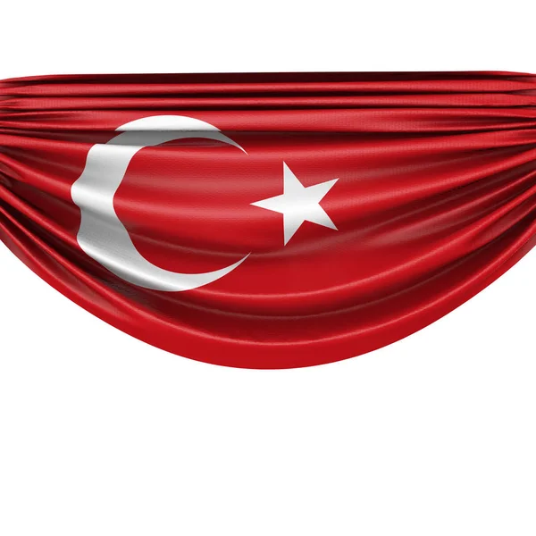 Bandera de tela colgante de bandera nacional de Turquía. Renderizado 3D — Foto de Stock