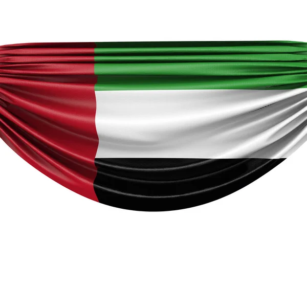 Národní vlajka Spojených arabských emirátů na visuté tkaninové praporu. 3D Ren — Stock fotografie