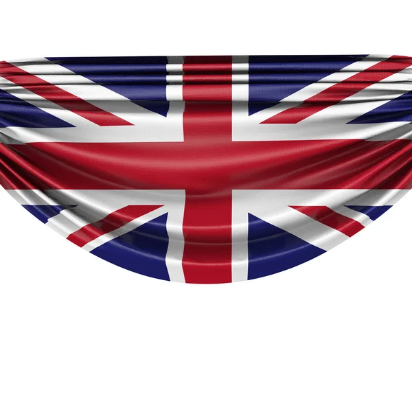 Die Nationalflagge des Vereinigten Königreichs hängt an einem Stoffbanner. 3D-Darstellung — Stockfoto