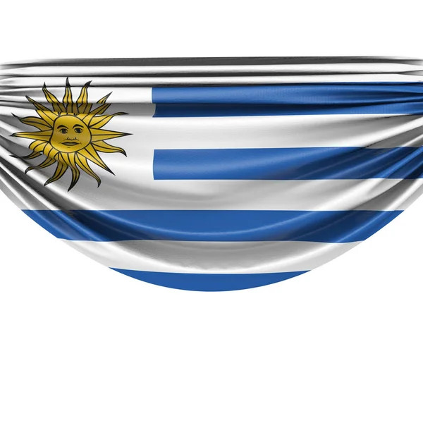 乌拉圭国旗悬挂织物横幅。3d 渲染 — 图库照片