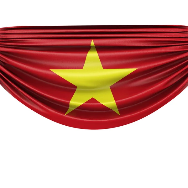 Bendera nasional Vietnam menggantung spanduk kain. Perenderan 3D — Stok Foto