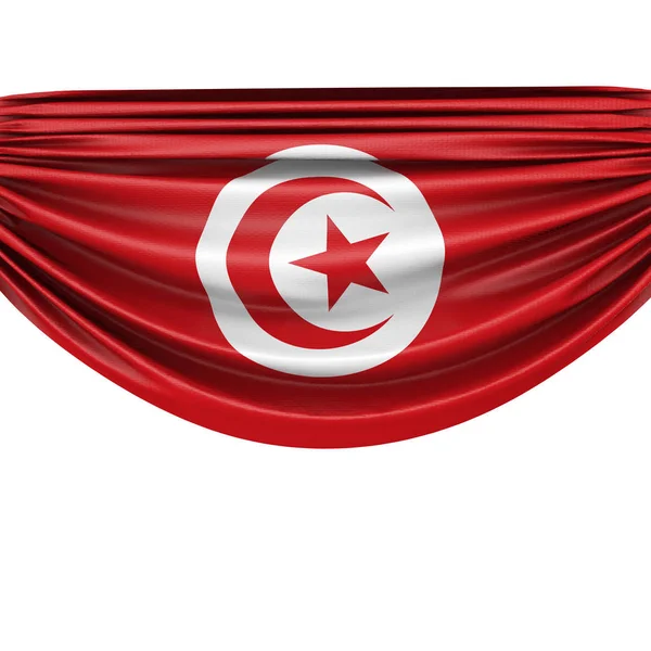 Tunisia national flag hanging fabric banner. 3D Rendering — Stock Photo, Image