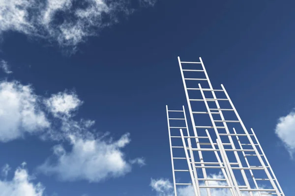 Escadas que alcançam um céu azul. Crescimento, futuro, desenvolvimento — Fotografia de Stock