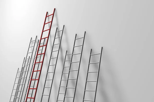 Step ladders against a wall. Growth, future, development concept