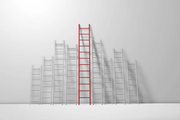 Step ladders against a wall. Growth, future, development concept
