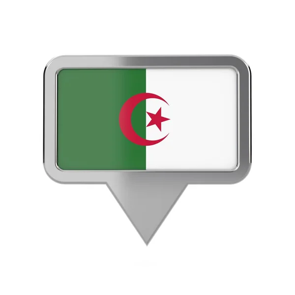 Flaga Algierii ikona znacznika lokalizacji. Renderowanie 3D — Zdjęcie stockowe