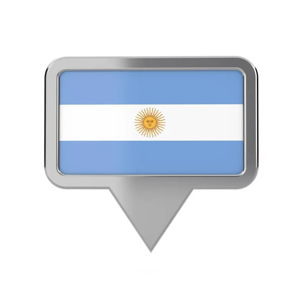 Ikona značky umístění příznaku v Argentině prostorové vykreslování — Stock fotografie