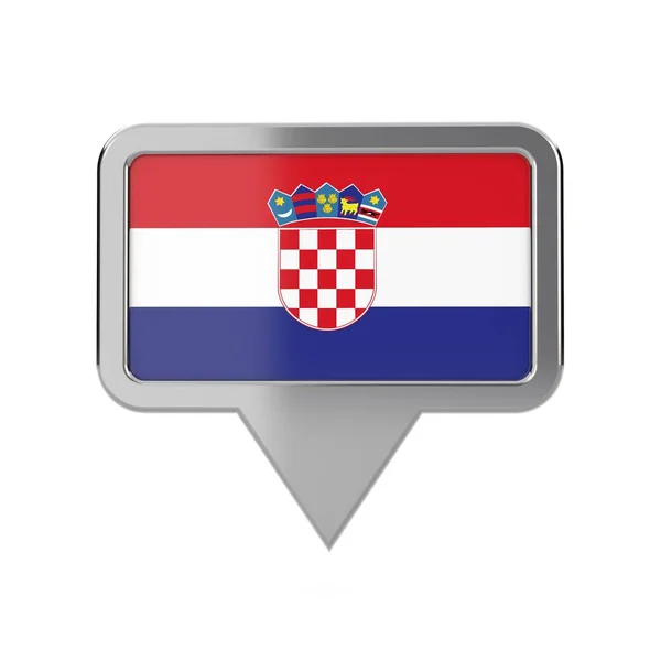 Croacia marcador de ubicación bandera icono. Renderizado 3D —  Fotos de Stock