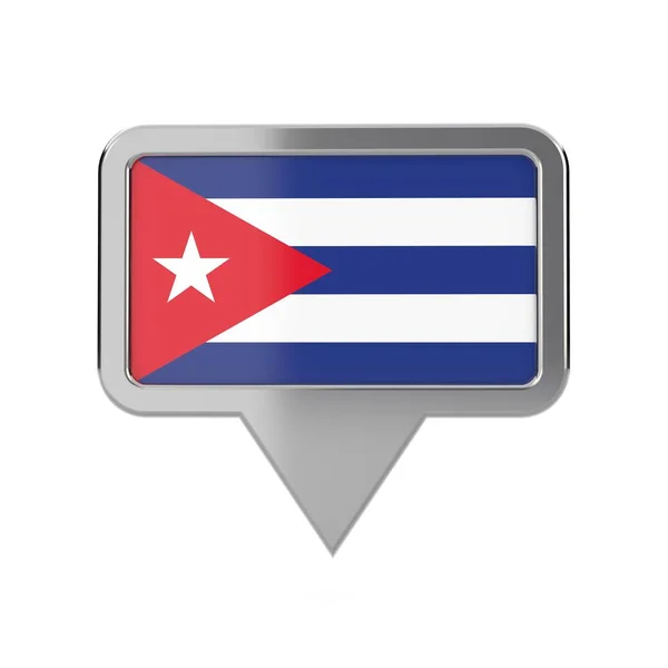 Cuba drapeau marqueur de localisation icône. Rendu 3D — Photo