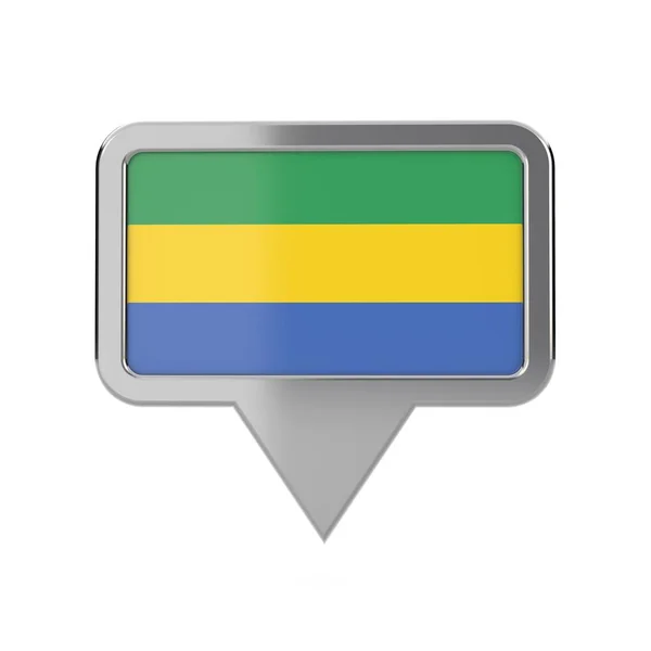Gabon flag location marker icon. 3D Rendering — Stock Photo, Image