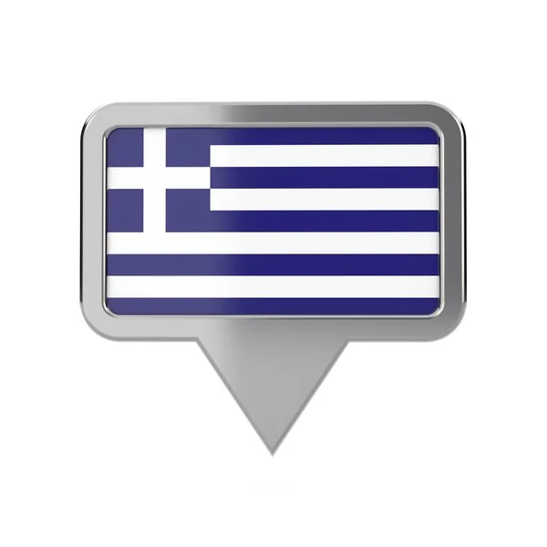 Ícone de marcador de localização da bandeira da Grécia. Renderização 3D — Fotografia de Stock
