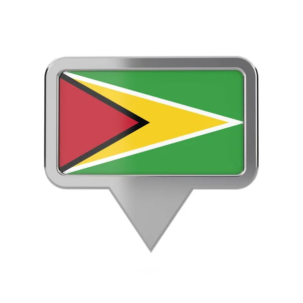 Bandera de Guyana icono marcador de ubicación. Renderizado 3D —  Fotos de Stock