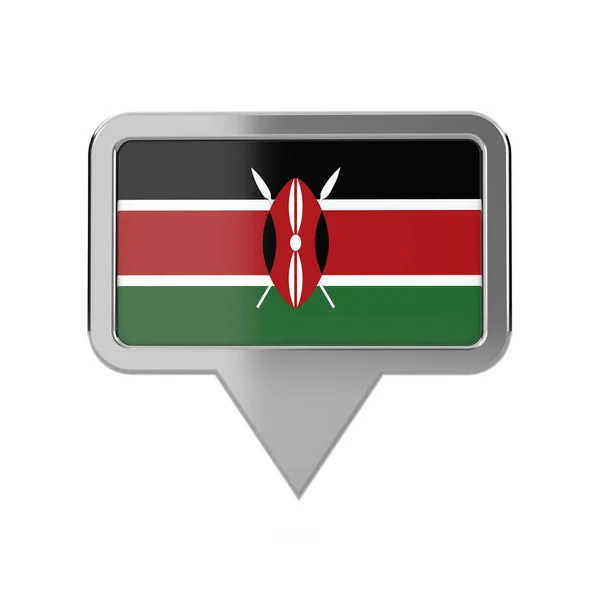 Bandera de Kenia marcador de ubicación icono. Renderizado 3D —  Fotos de Stock