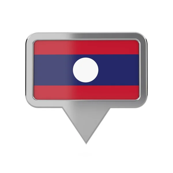 Bandera de Laos icono marcador de ubicación. Renderizado 3D —  Fotos de Stock