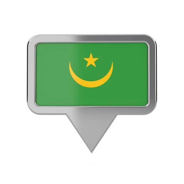 毛里塔尼亚国旗位置标记图标。3d 渲染 — 图库照片