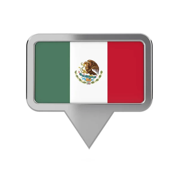 Symbol för Platsmarkör för Mexico-flagga. 3D-rendering — Stockfoto