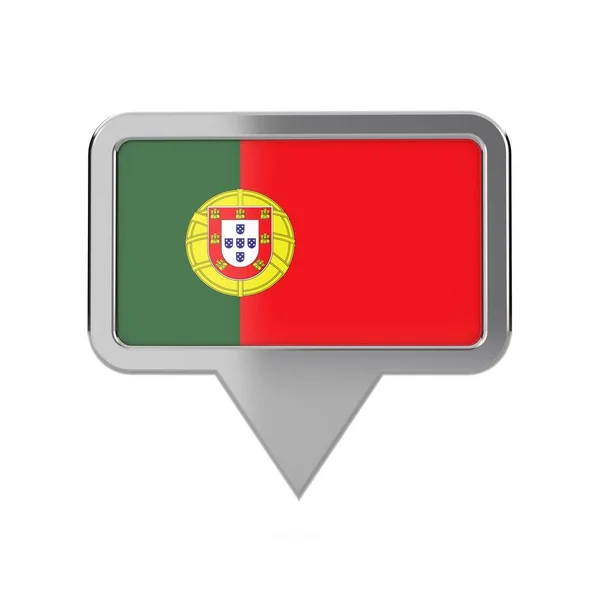 Ikona značky umístění příznaku Portugalska prostorové vykreslování — Stock fotografie