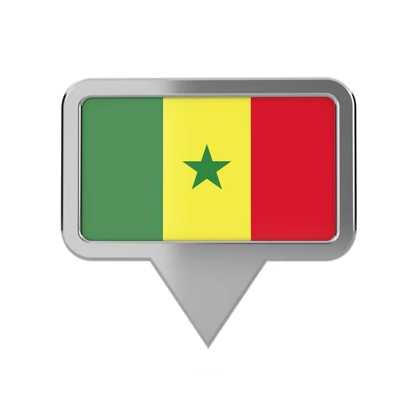 Senegal Flagge Standort Markierungssymbol. 3D-Darstellung — Stockfoto