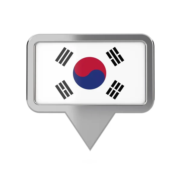 Bandera de Corea del Sur marcador de ubicación icono. Renderizado 3D — Foto de Stock